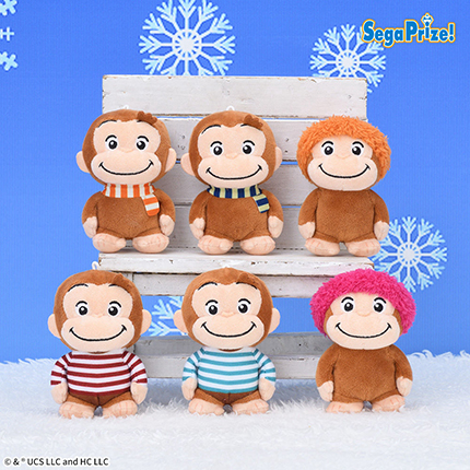 おさるのジョージ　ぽってりマスコット　カラフルウィンター