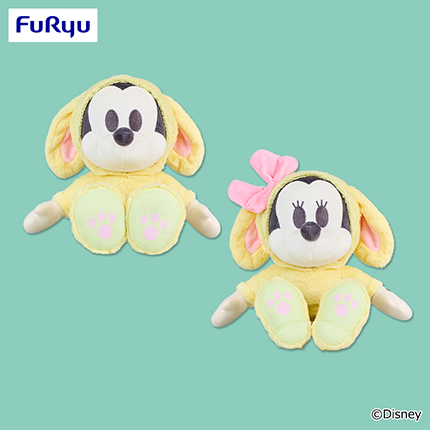 ミッキーマウス＆ミニーマウス　デココレ イエローラビットフードBIGぬいぐるみ