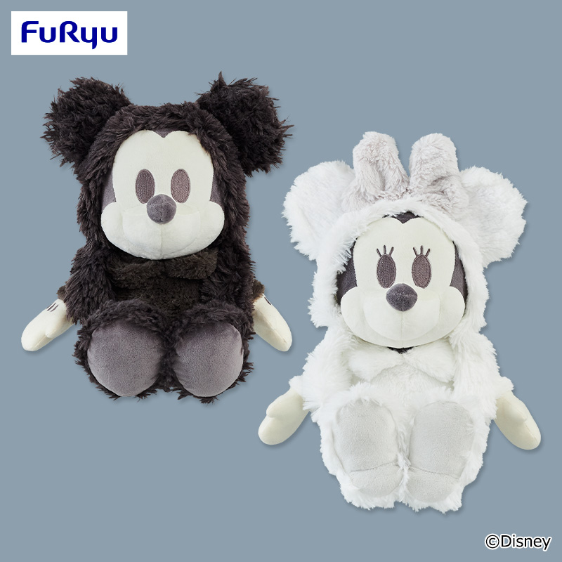 【プライズ情報】ミッキーマウス＆ミニーマウス　デココレ ブラック＆ホワイトフードBIGぬいぐるみ