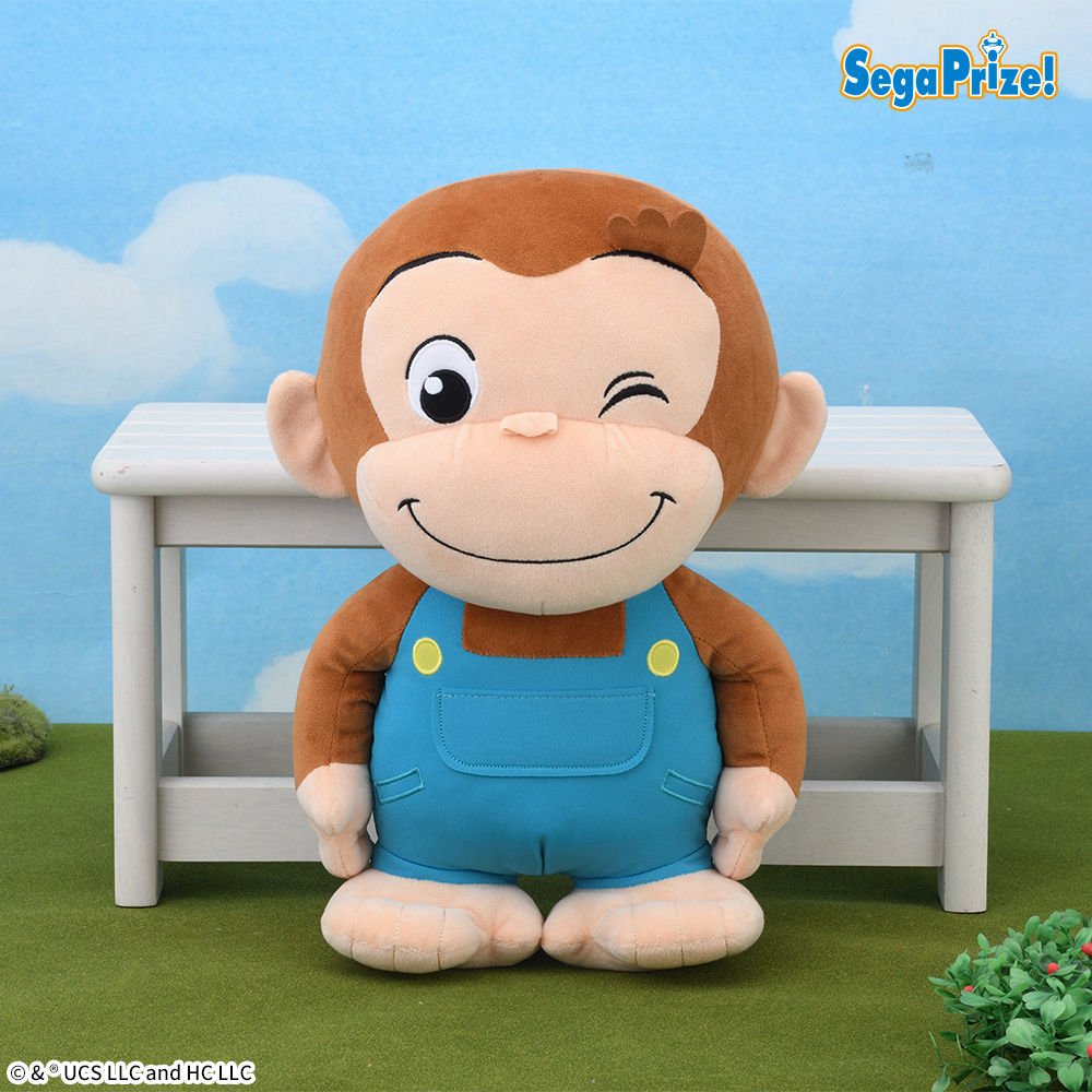 【プライズ情報】おさるのジョージ　ぽってりLLぬいぐるみ　オーバーオール