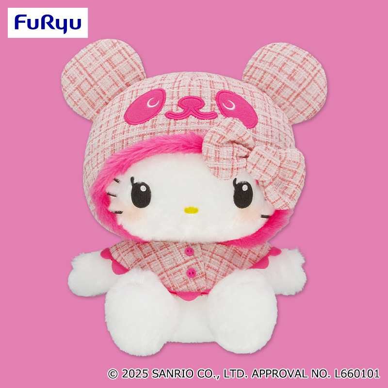 【プライズ情報】パンダ ハローキティ　胸きゅんツイード超BIGぬいぐるみ