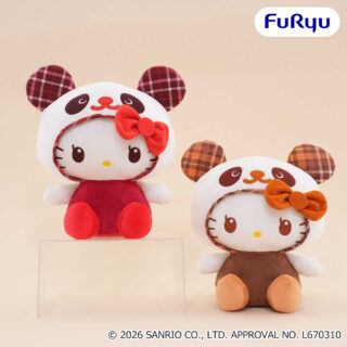 パンダ ハローキティ　タータンチェックBIGぬいぐるみ