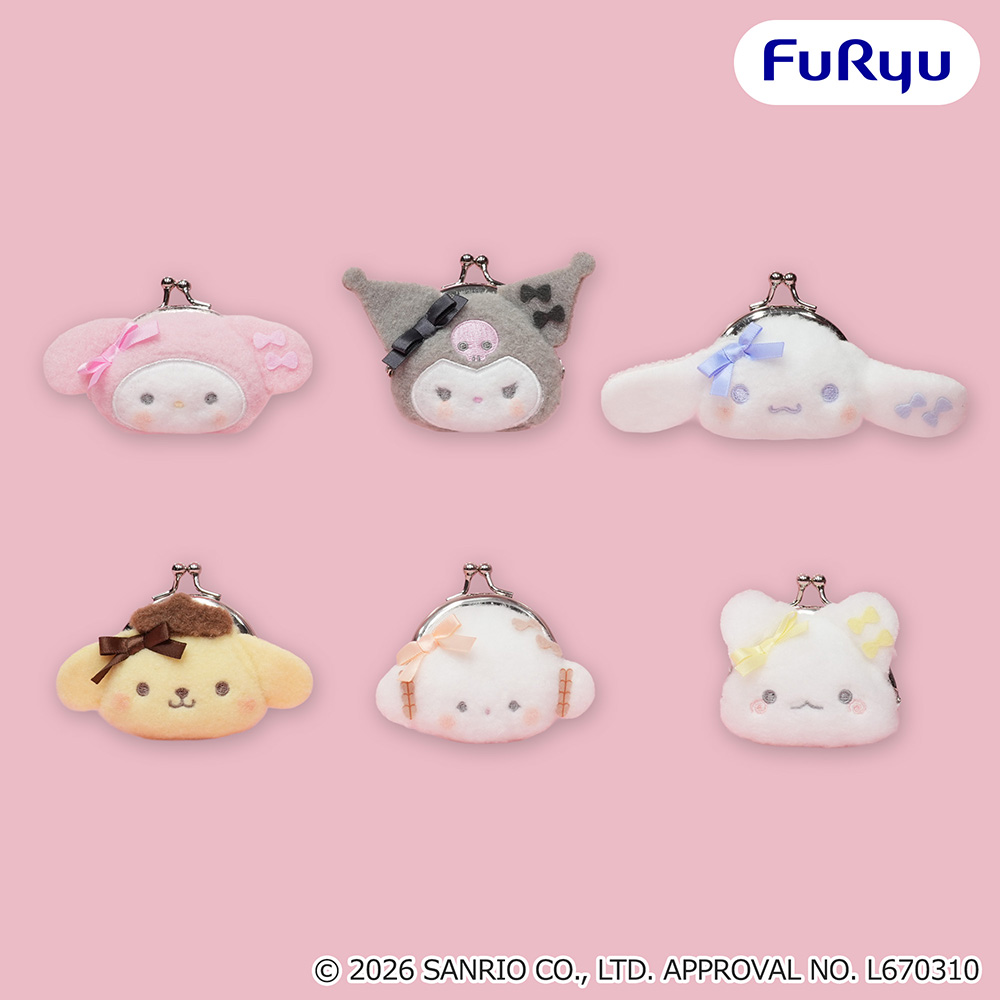 サンリオキャラクターズ　ミルキーボア カラフルリボンフェイスがま口ポーチ