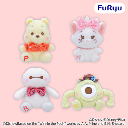 ディズニー＆ピクサーキャラクター　ミルキーボア タータンチェックリボンマスコット